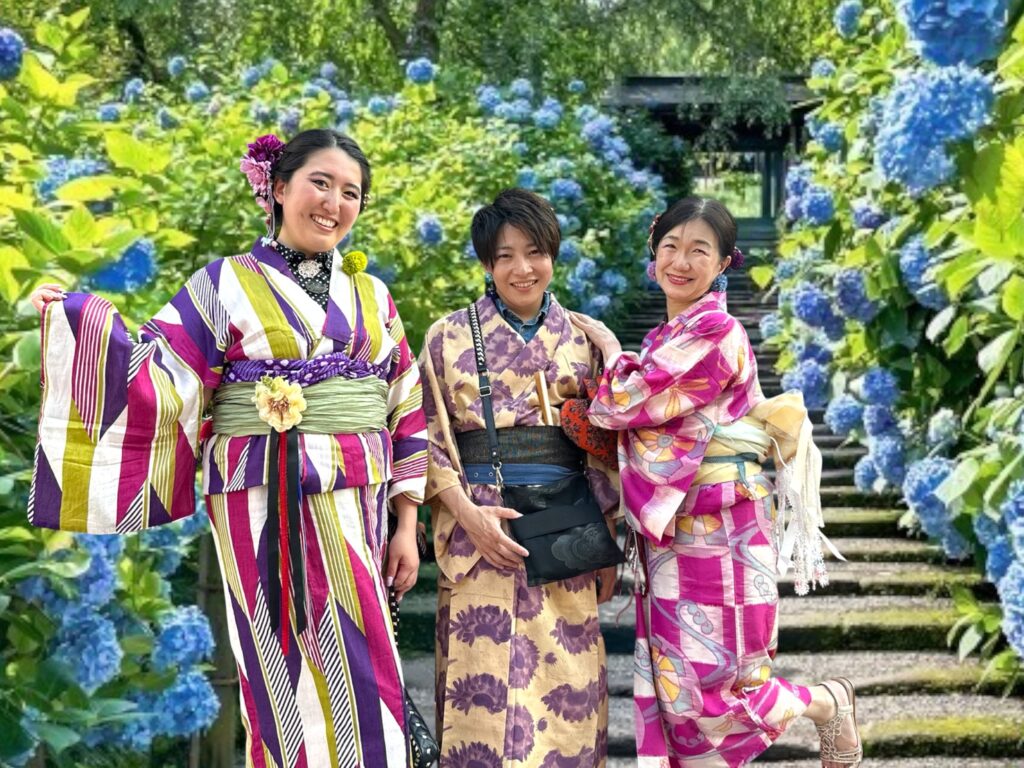 専用です　着物　大島　単衣紫陽花 鎌倉の紫陽花散策で着物・浴衣レンタル｜日帰り旅で自分にご褒美と最高