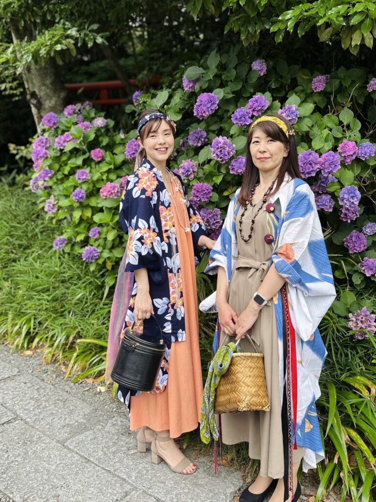 鎌倉　日帰り旅行　浴衣コーディネート　大正ロマン　レトロ　紫陽花