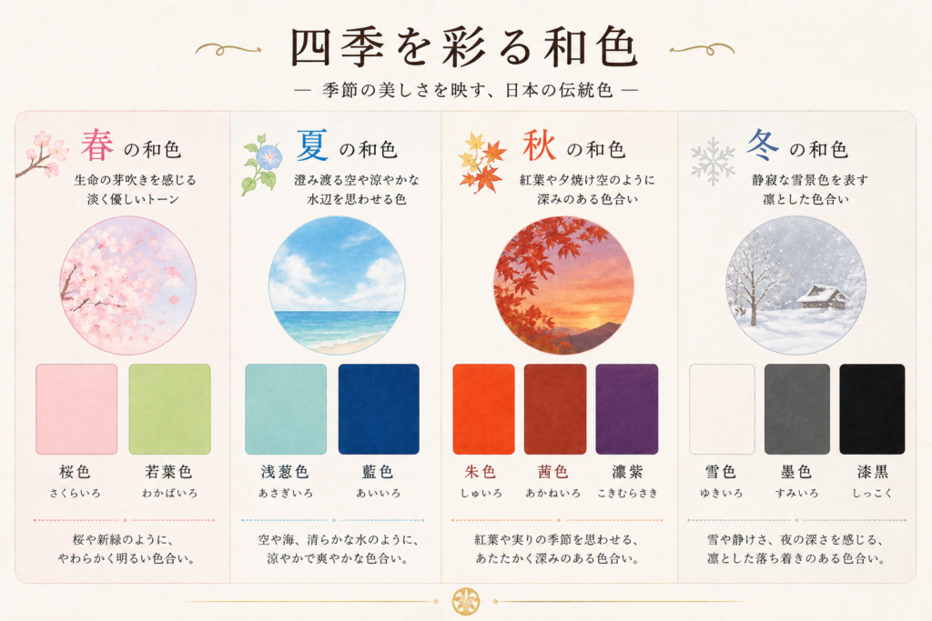 日本の四季のうつろいを表現する和色（春・夏・秋・冬の伝統色）