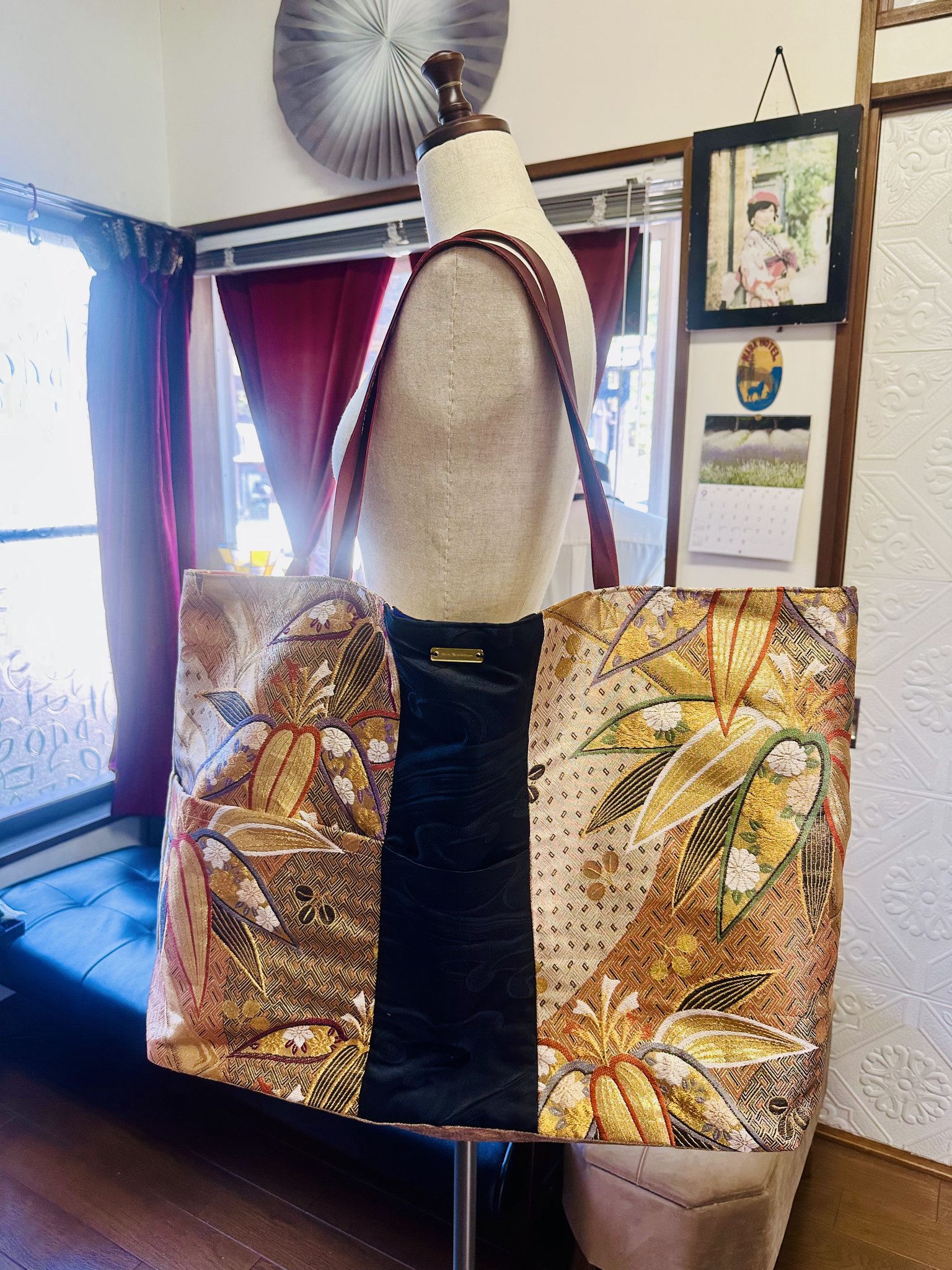 正絹帯をリメイクした大容量トートバッグ OBI TOTE BAG